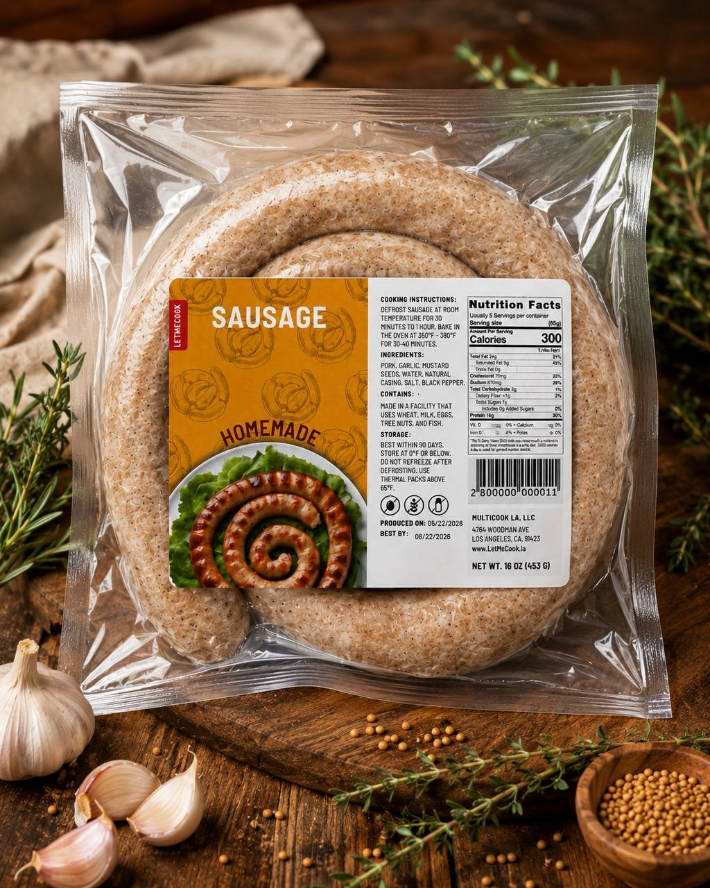 Frozen Home-made Sausage
