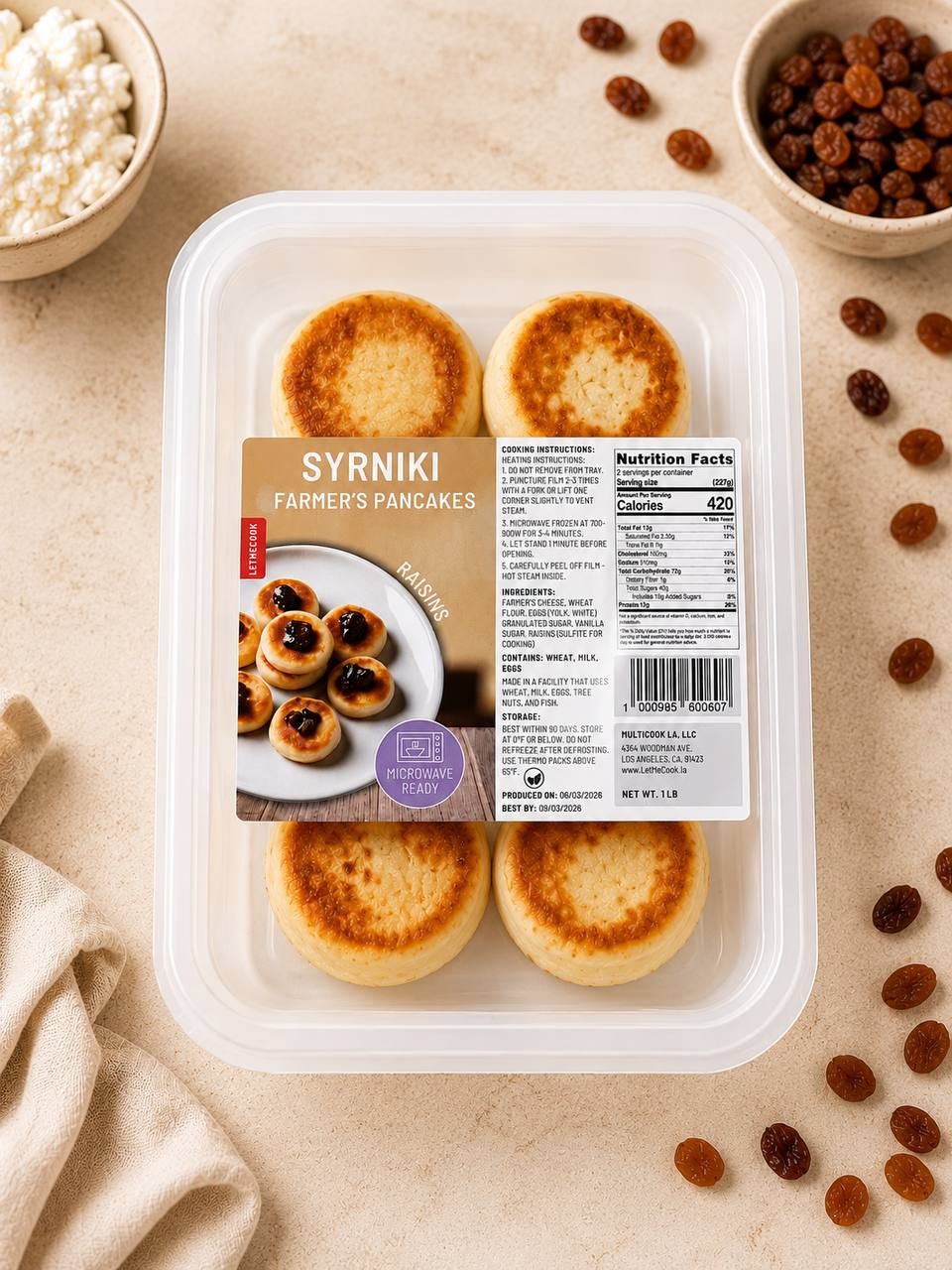 Frozen Syrniki with Raisins (Ready to Heat)