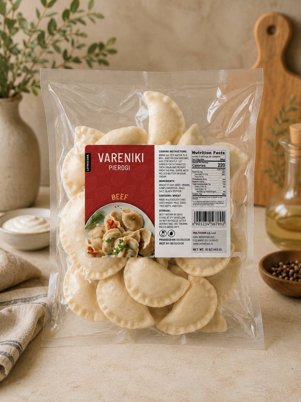 Frozen Vareniki (Pierogi) Beef