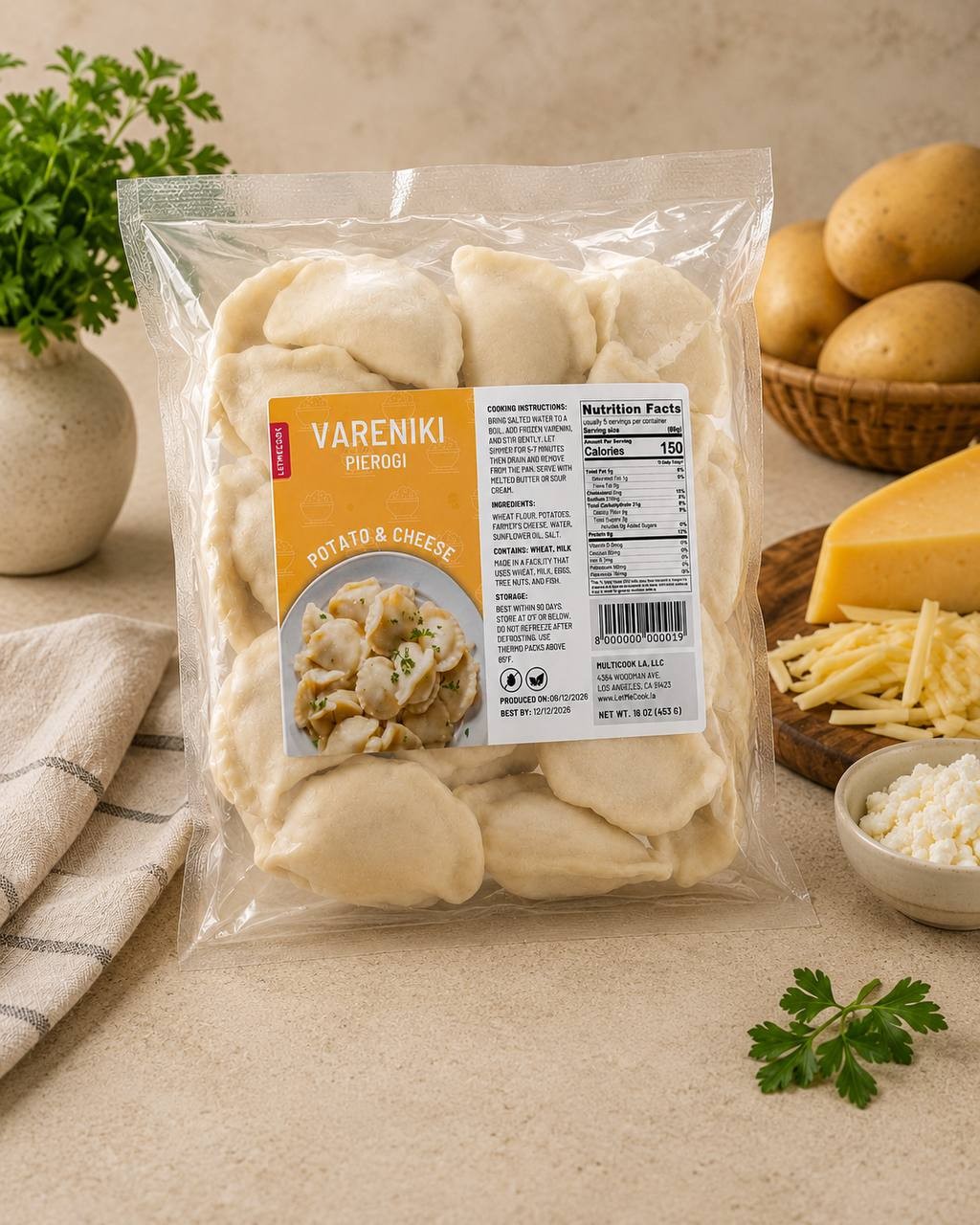 Frozen Vareniki (Pierogi) Potato & Cheese